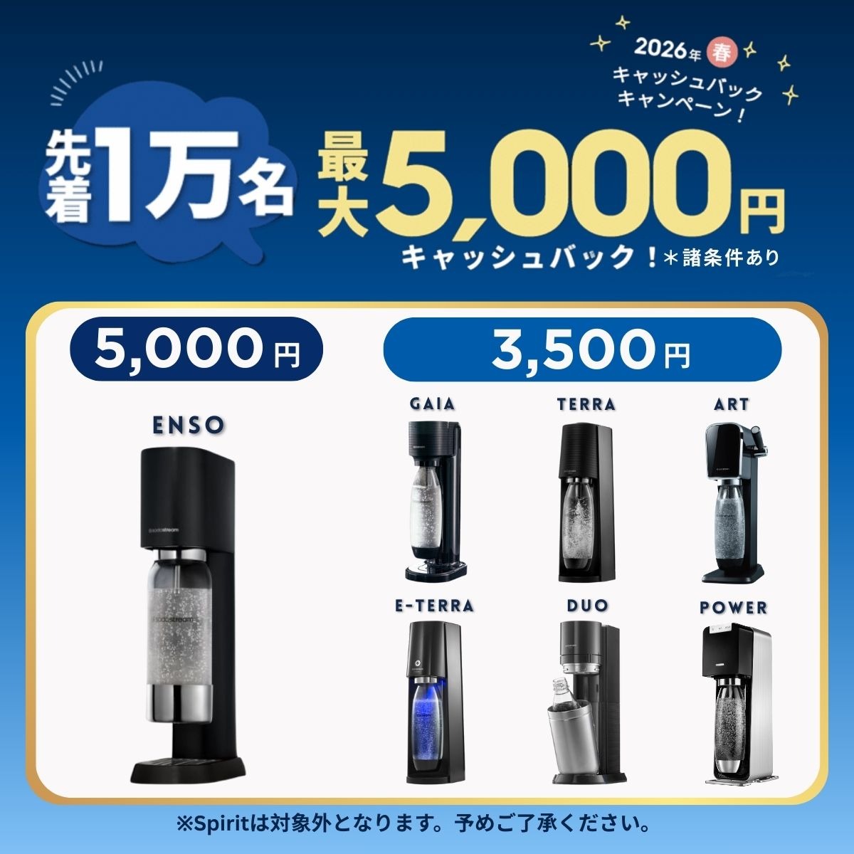 ソーダストリーム SodaStream / ≪先着1万名≫ 3500円キャッシュバック