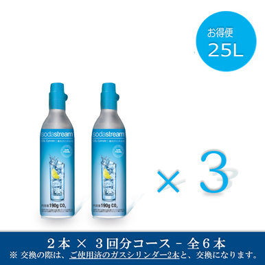 ソーダストリーム　ガスシリンダー 25L お得便　2本×3回分