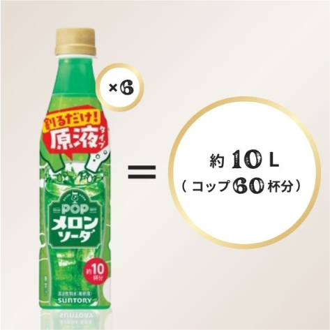 【炭酸水と割って自分好みで】POPメロンソーダ 原液 340ml×6本（約10L分）