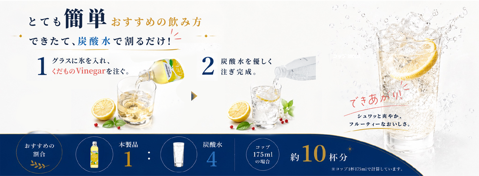 とても簡単おすすめの飲み方できたて、炭酸水で割るだけ！