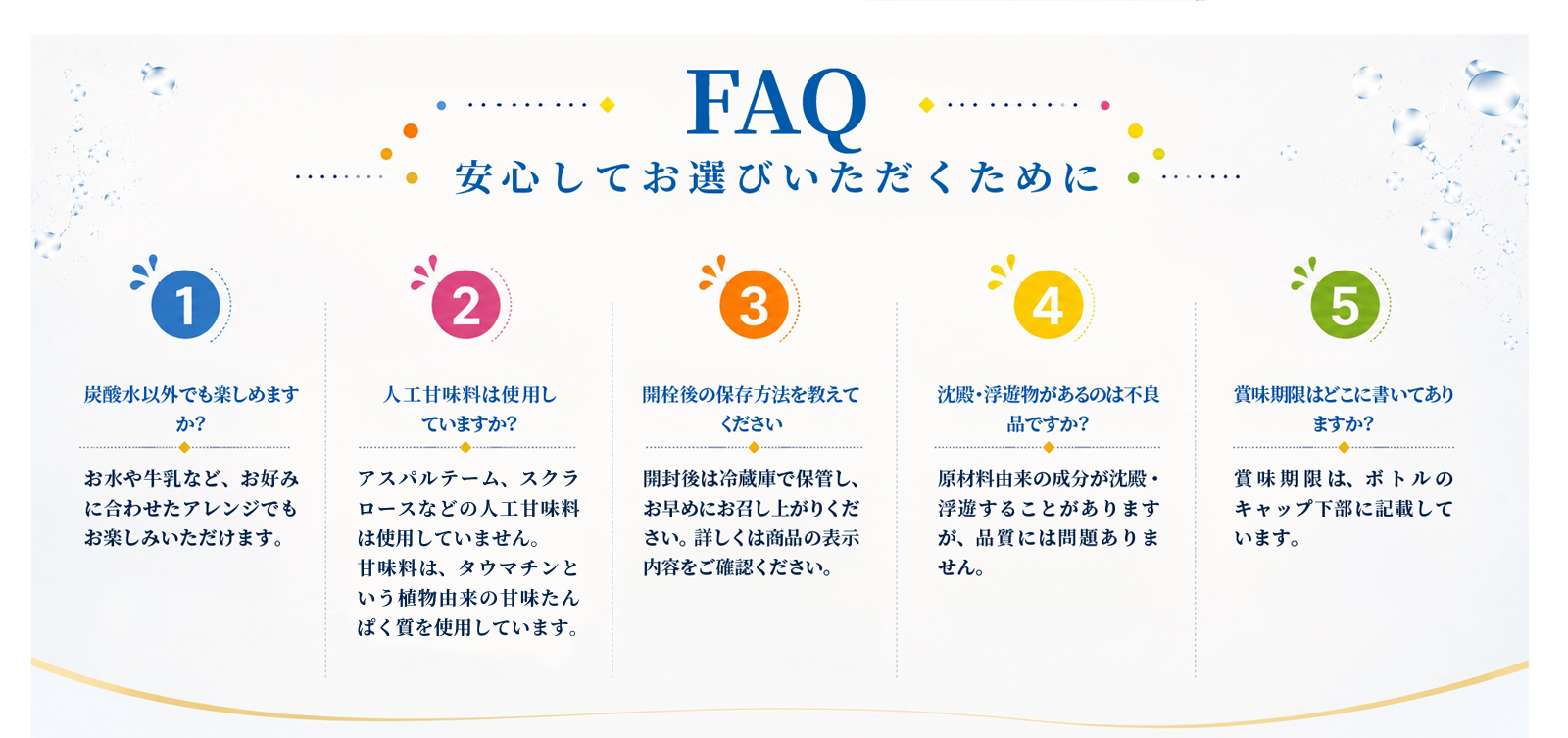 FAQ 安心してお選びいただくために